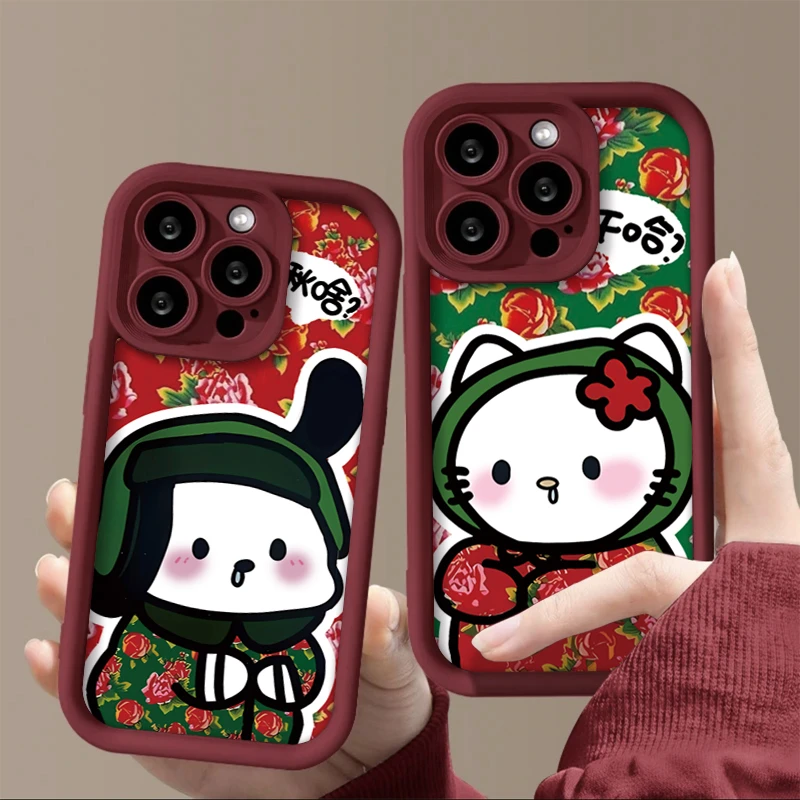 情侣东北大花KT适用iphone15/13/14苹果手机壳华为vivo小米oppo套
