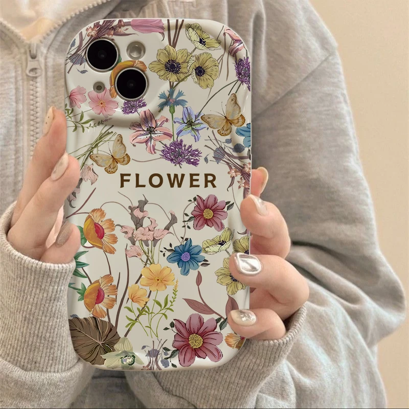 轻奢彩色花朵适用iphone15/13苹果14pro手机壳华为vivo小米oppo套