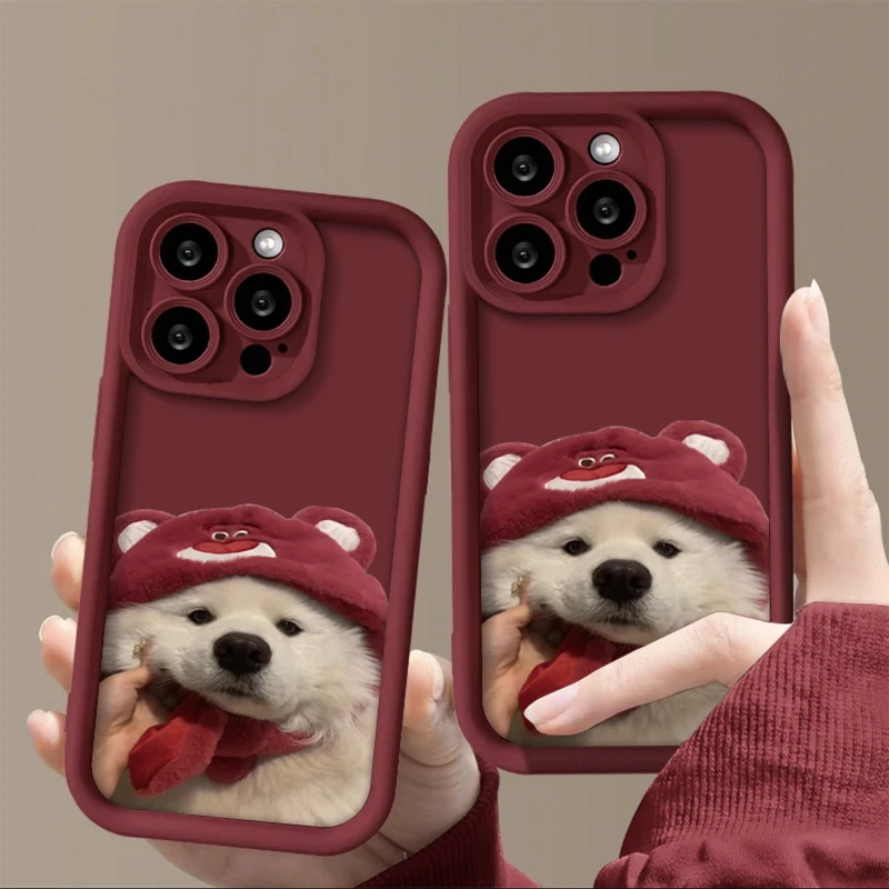 可爱红帽小狗适用iphone15/13苹果14手机壳华为vivo小米oppo软套