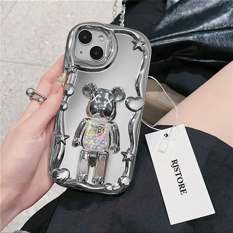 仙朵电镀暴力熊iPhone15/14promax手机壳苹果13/12/11软套xr潮