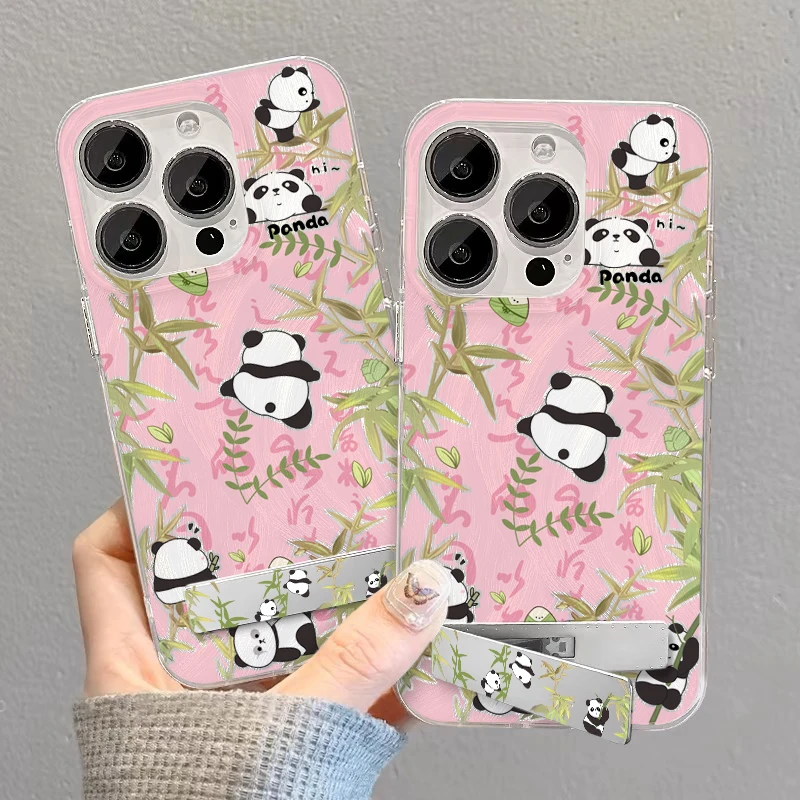 GGBond粉底竹子熊猫适用iPhone15/14羽纱手机壳华为viv小米oppo套