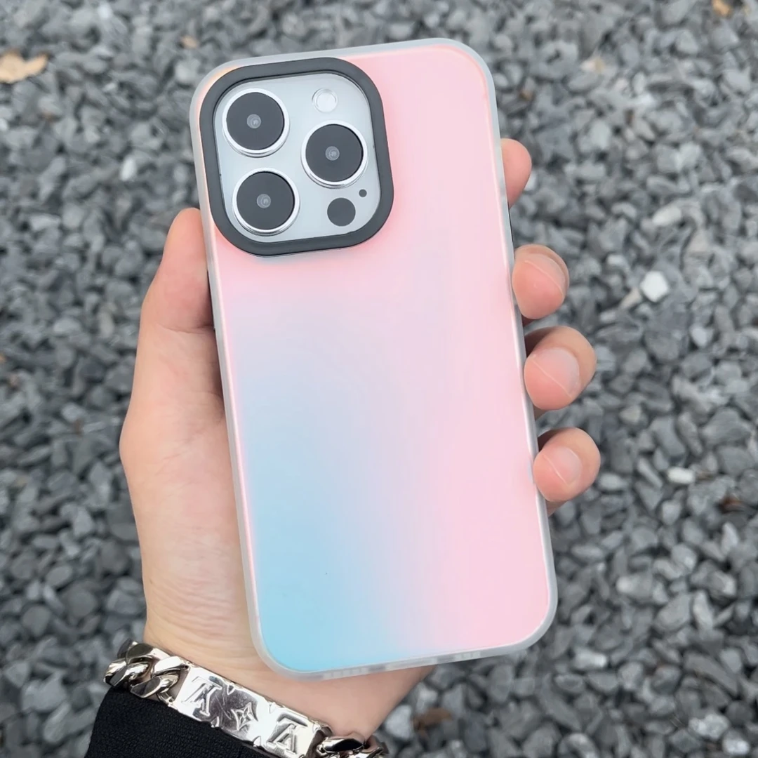 极光磨砂渐变适用苹果15promax镭射手机壳iPhone14全包13/12/11潮