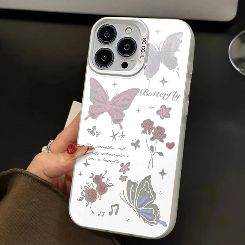 ins涂鸦花朵蝴蝶iphone15/13苹果14手机壳华为vivo小米oppo硬12套