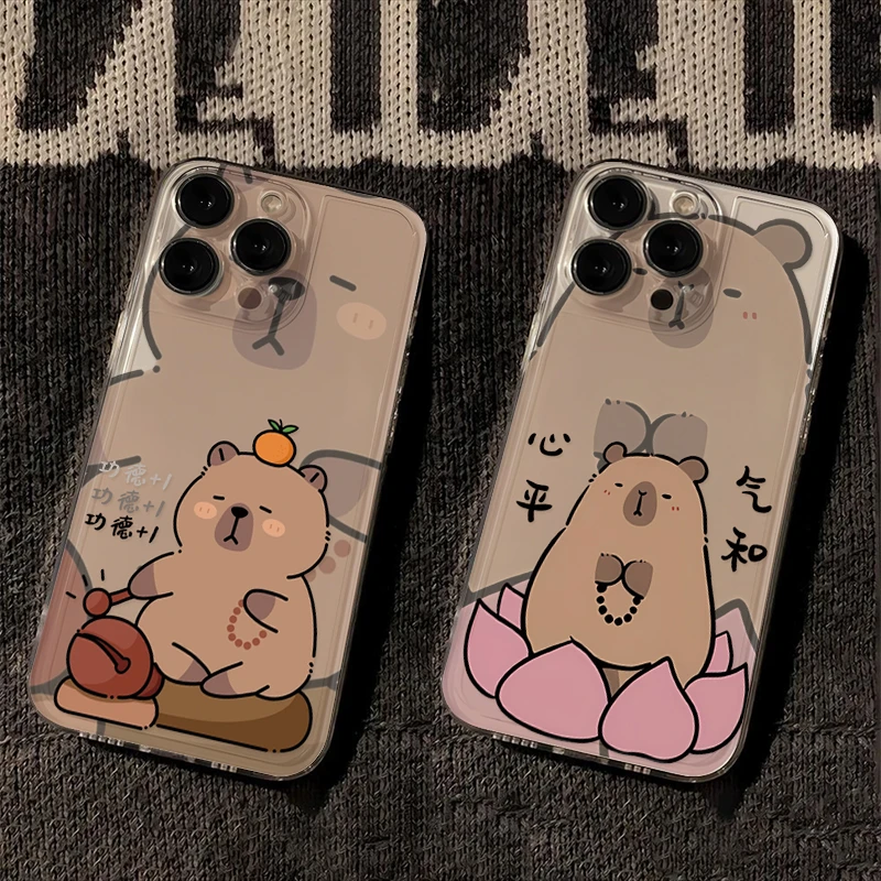 仙朵佛系水豚适用iphone15/13/14苹果12手机壳华为vivo小米oppo