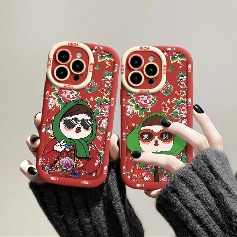 新年东北花衣女苹果华为vivo小米oppo手机壳iphone15/14/13/12/11