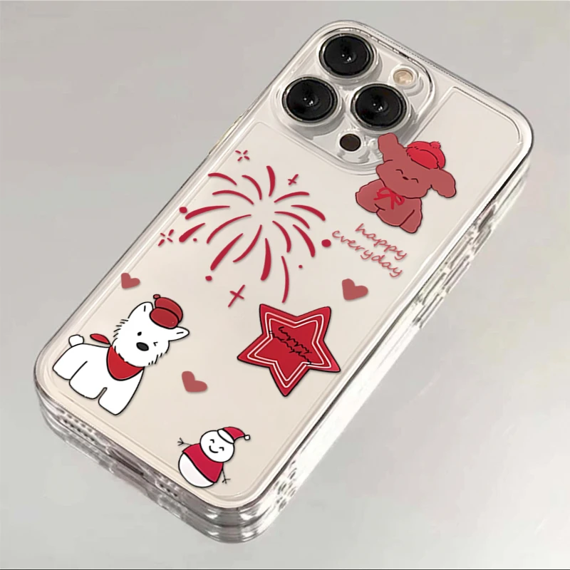 新年烟花小狗适用iphone15/13苹果14pro手机壳华为vivo小米oppo套