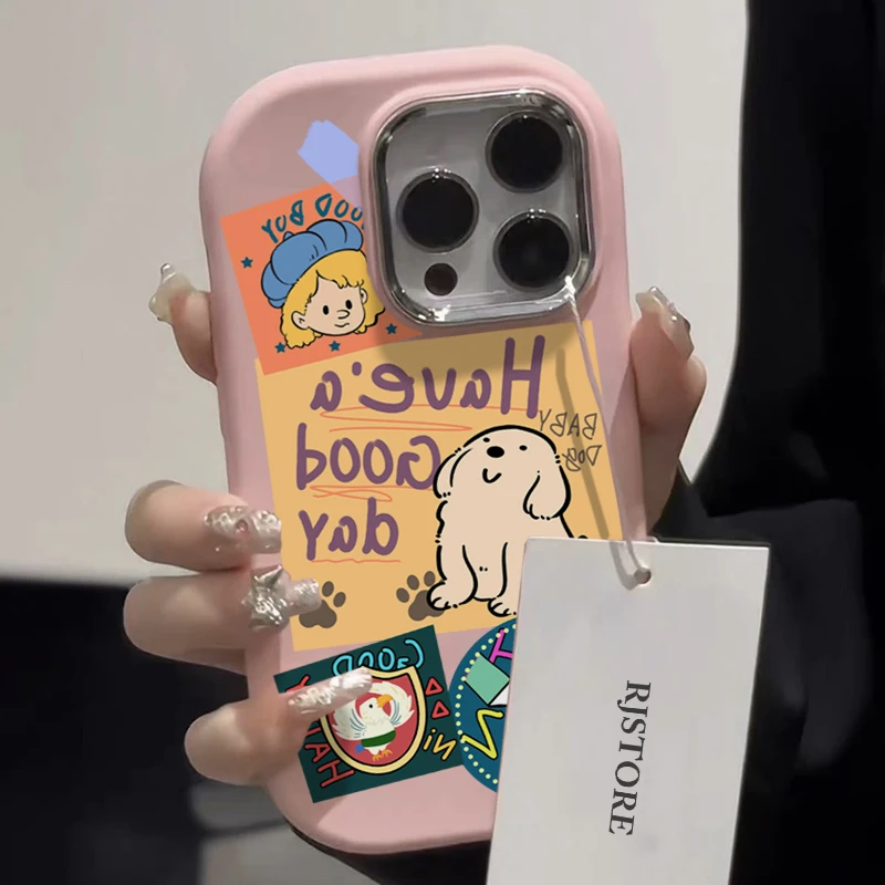 ins可爱贴纸小狗适用iPhone15/14promax手机壳苹果13/12/11软套xr