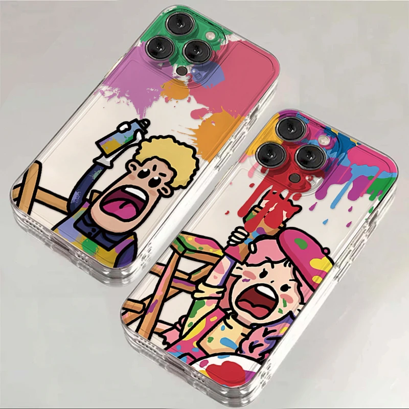 奥菲顿涂鸦男女孩适用iphone15苹果14手机壳13华为vivo小米oppo套