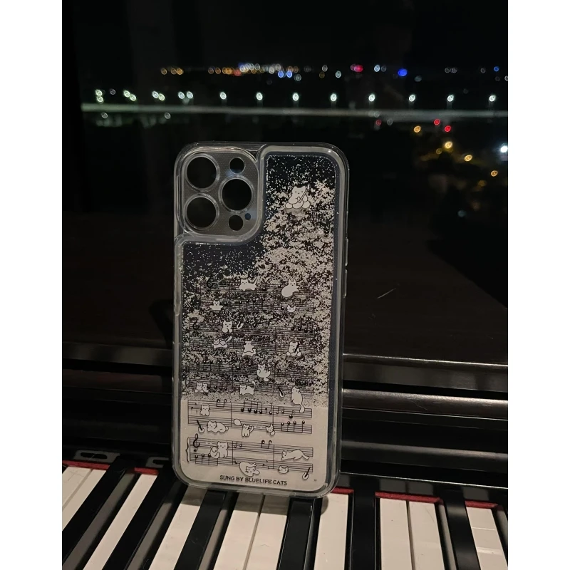 Lucky满屏乐谱猫咪适用iphone16流沙15手机壳华为vivo小米oppo套