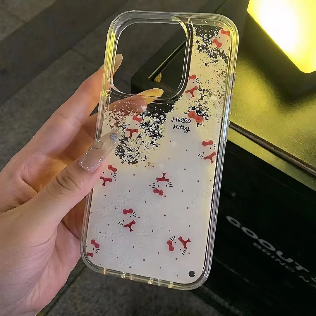 圣诞雪花流沙凯蒂适用iPhone15/14promax手机壳11苹果13/12软套潮