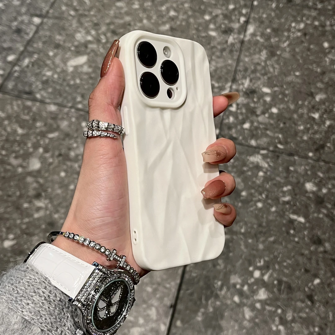 仙朵简约肤感褶皱纹iPhone15/14promax手机壳苹果13/12/11套xr