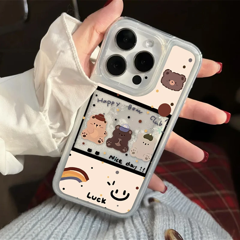 仙朵流沙小熊插画适用iPhone15/14promax手机壳11苹果13/12套