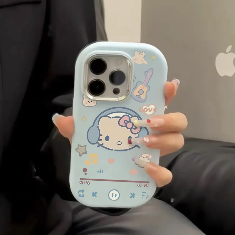 仙朵听歌凯蒂猫iPhone15/14promax手机壳苹果13/12/11软套xr潮