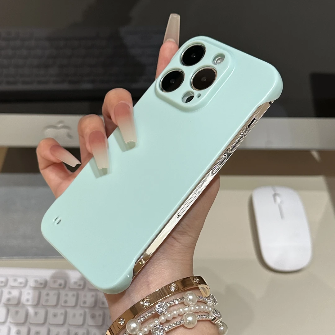 奥菲顿简约纯色无边框适用iPhone16pro/15半包PC14手机壳苹果13套