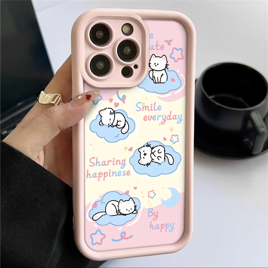 甜美可爱云朵猫咪iPhone15/14promax手机壳苹果13/12软xr套11潮xs