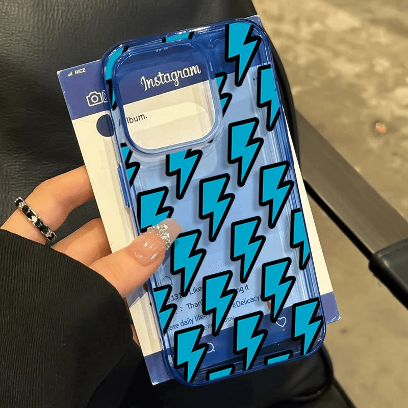Lucky蓝色闪电标志适用iPhone16/15pro透蓝14手机软壳12苹果13套