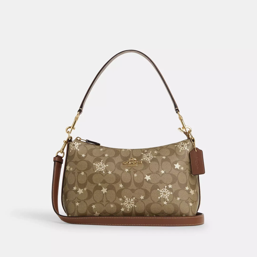 COACH/蔻驰价签丢失 焦糖棕logo雪花星星Clara腋下包CN688IMWD9
