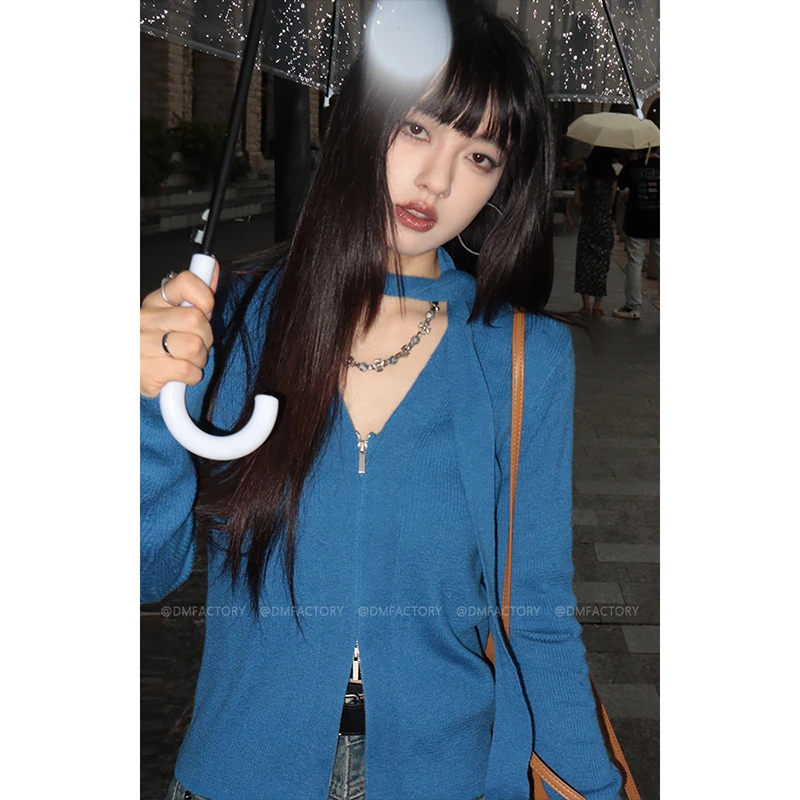 【现货】呆毛DM.FACTORY 早秋新款宽松百搭慵懒风拉链上衣DMX2901