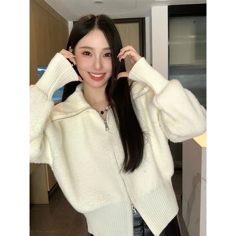 【现货】呆毛DM.FACTORY 秋冬款休闲百搭时尚拉链翻领毛衣DMX3242