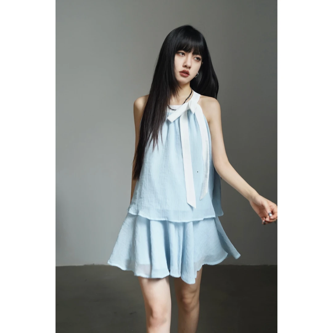 呆毛DM.FACTORY 【1.18青仓】夏季休闲气质无袖上衣裙子套装DMX2622