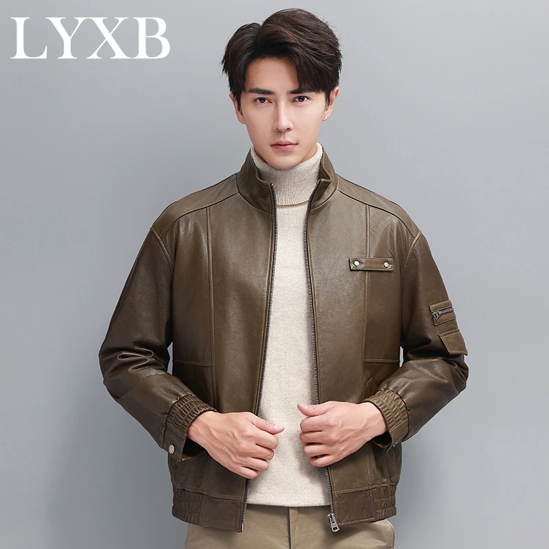 秋冬款海宁真皮皮衣男翻领绵羊皮夹克短款帅气百搭机车服外套9922