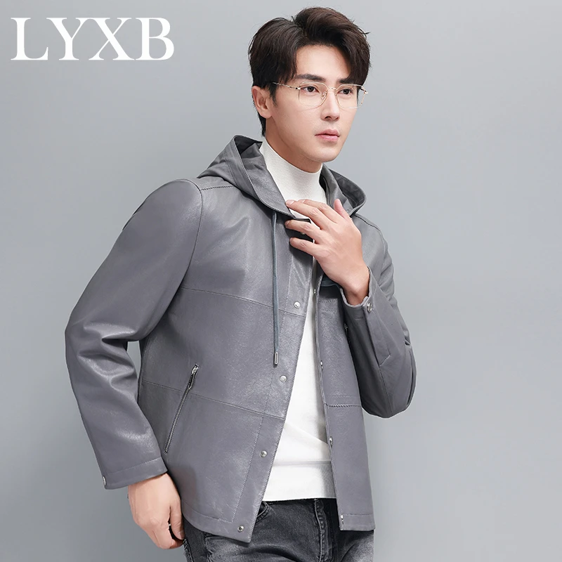 秋冬海宁真皮皮衣男翻领绵羊皮夹克韩版修身时尚短款连帽外套8817