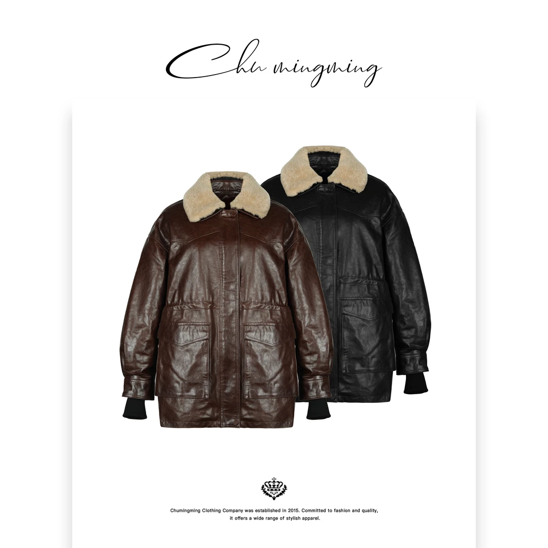 【CHUMINGMING】《游记》拼色皮面羽绒外套OS13