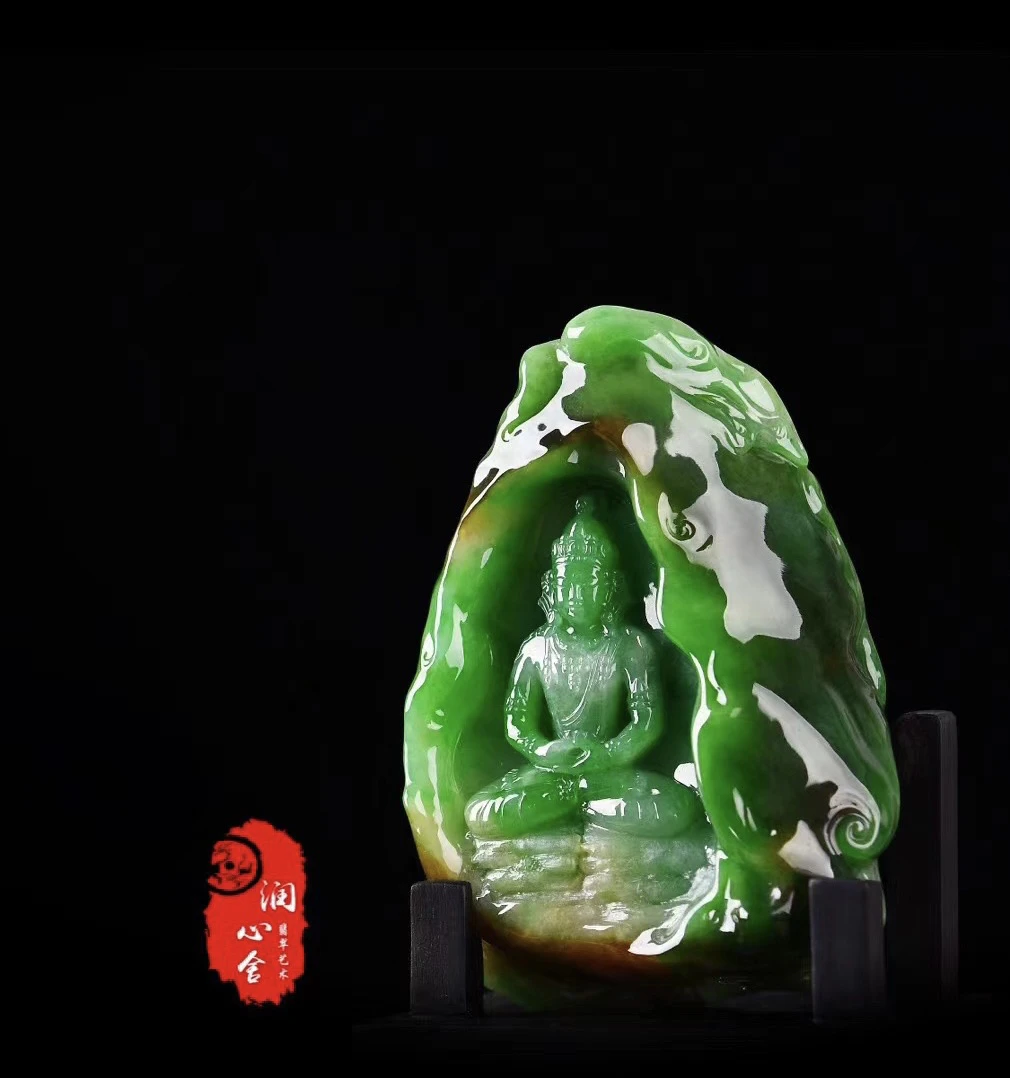 纯天然A货翡翠  无量寿佛 工作室出品