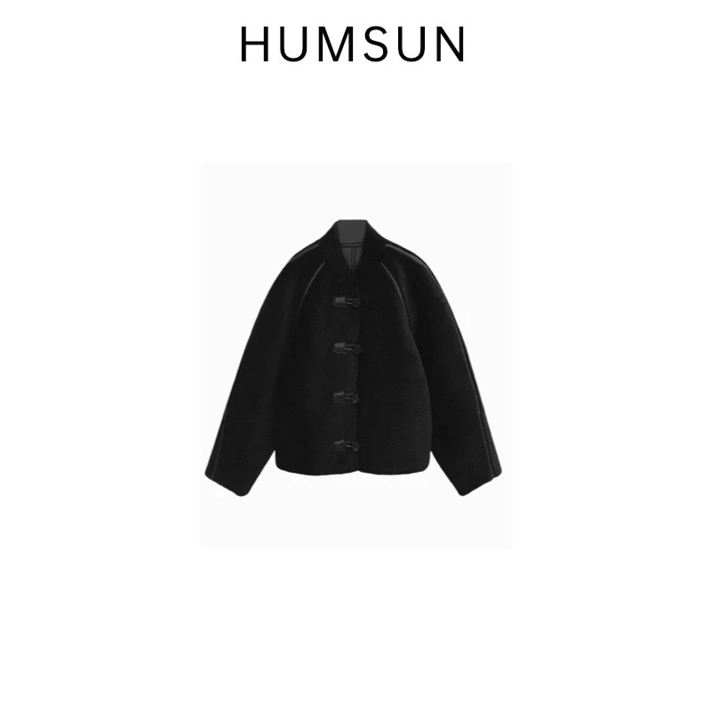 HUMSUN/禾木笙  秋冬设计师复古拼接双面两穿保暖外套  23A1106