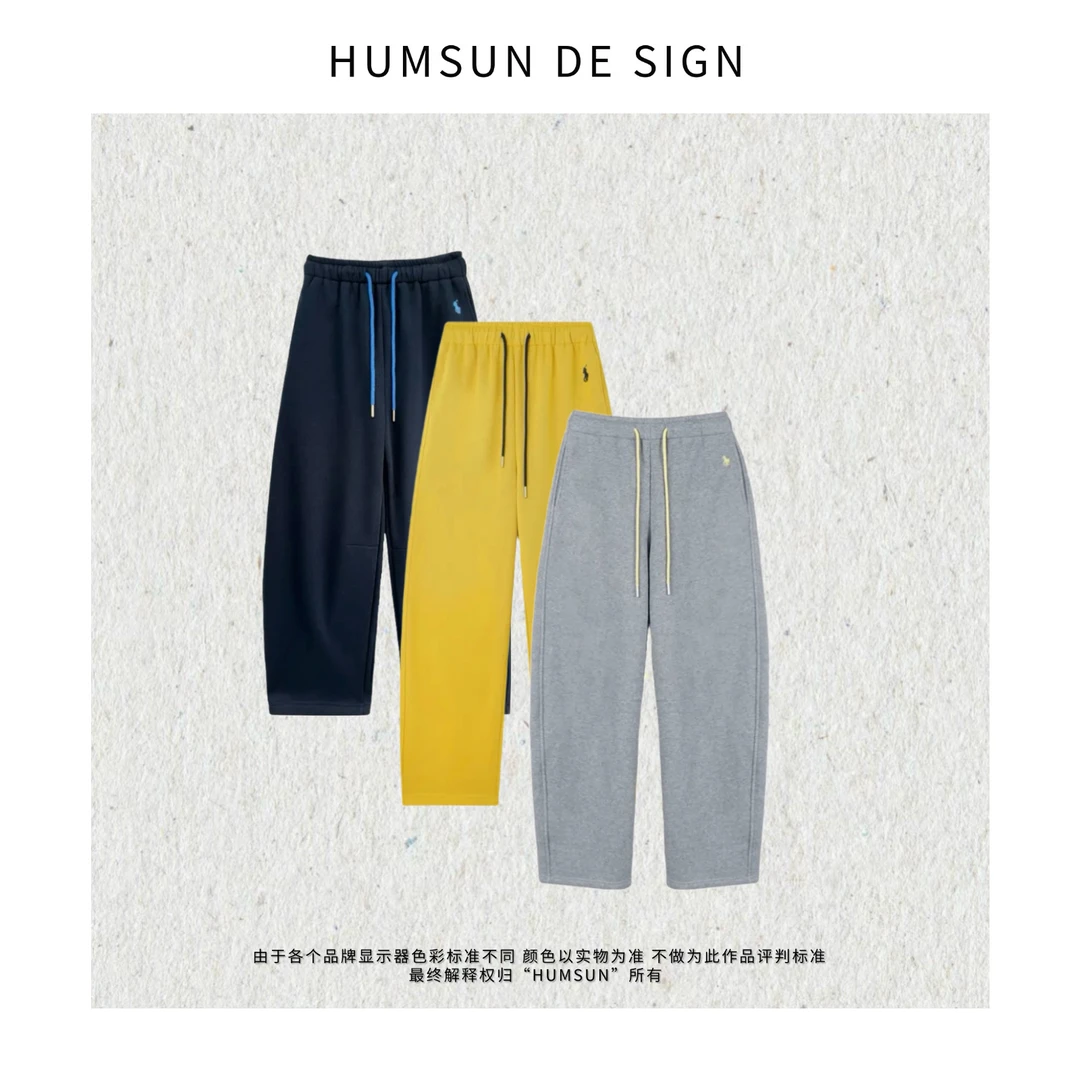 HUMSUN/禾木笙「拉夫女孩」高克高密多巴胺加绒抽绳弯刀卫裤 24E305