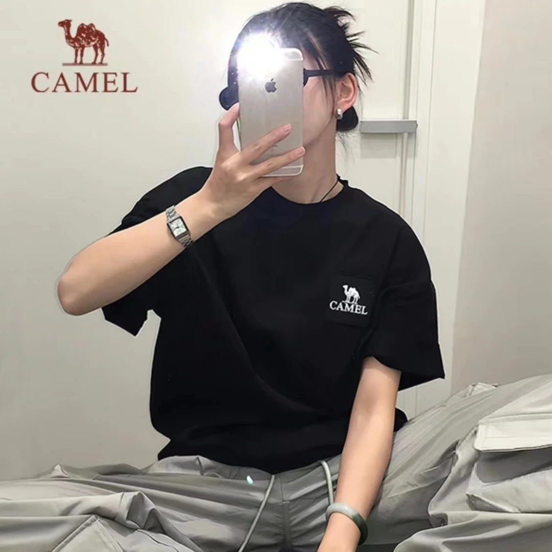 【喜马专属】骆驼户外短袖t恤夏纯棉休闲运动上衣男女A13BAVV058-1