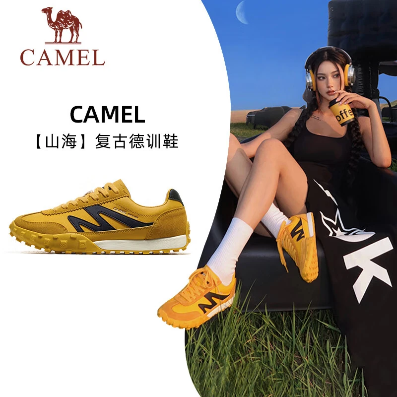 骆驼运动鞋春秋女薄绒复古休闲德训鞋X24B097606R【LCZ】