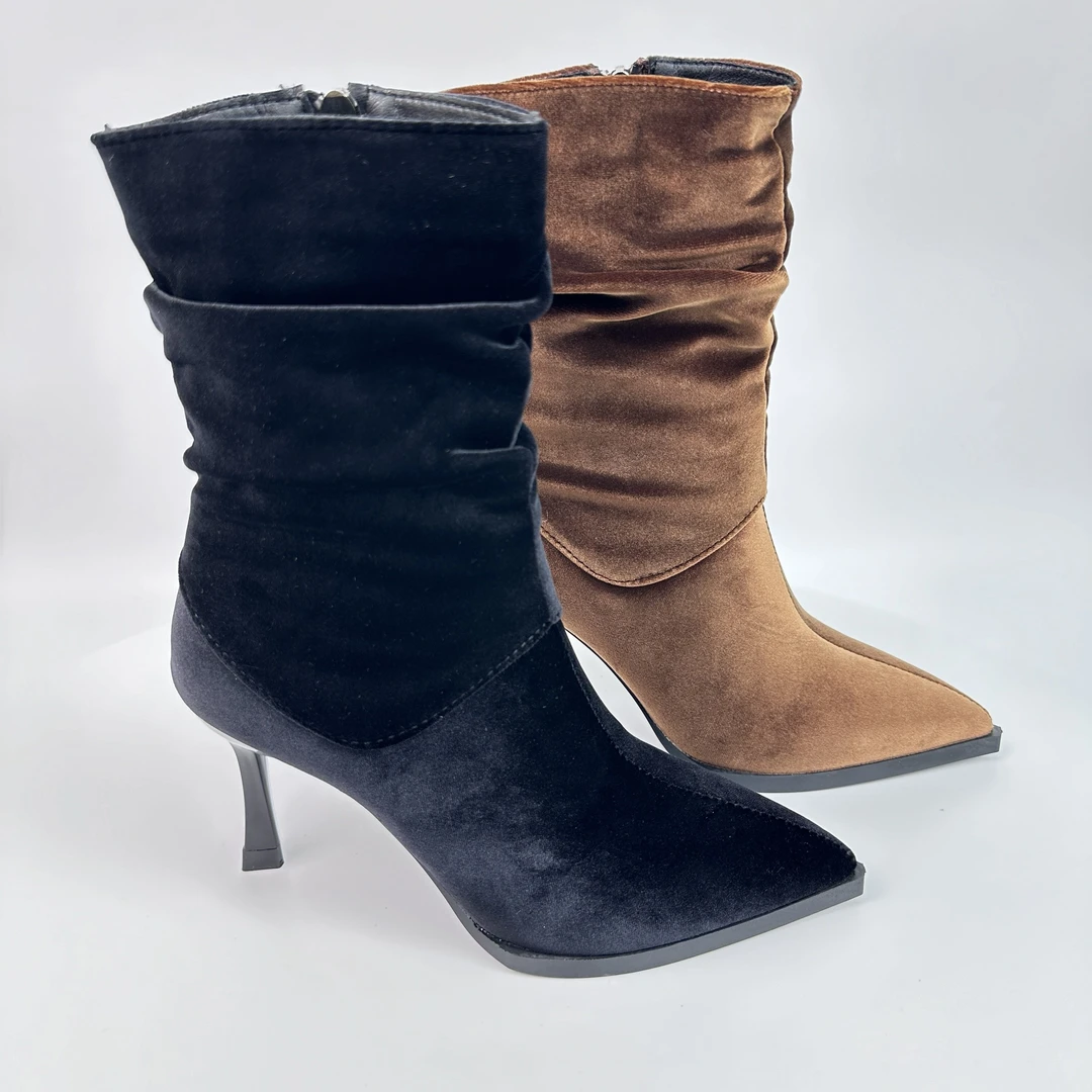 811细高跟时尚短靴女士百搭细跟尖头秋冬气质黑色冬季冬季跟鞋