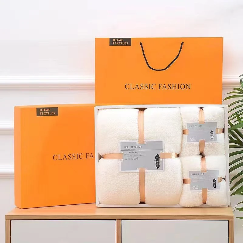 礼盒装浴巾毛巾三件套珊瑚绒柔软高品质随手礼品