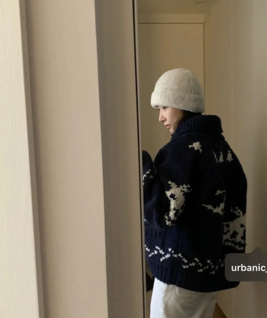 Danniel自制 早春50羊毛平替版 深蓝滑雪手工毛衣外套 kanta*n