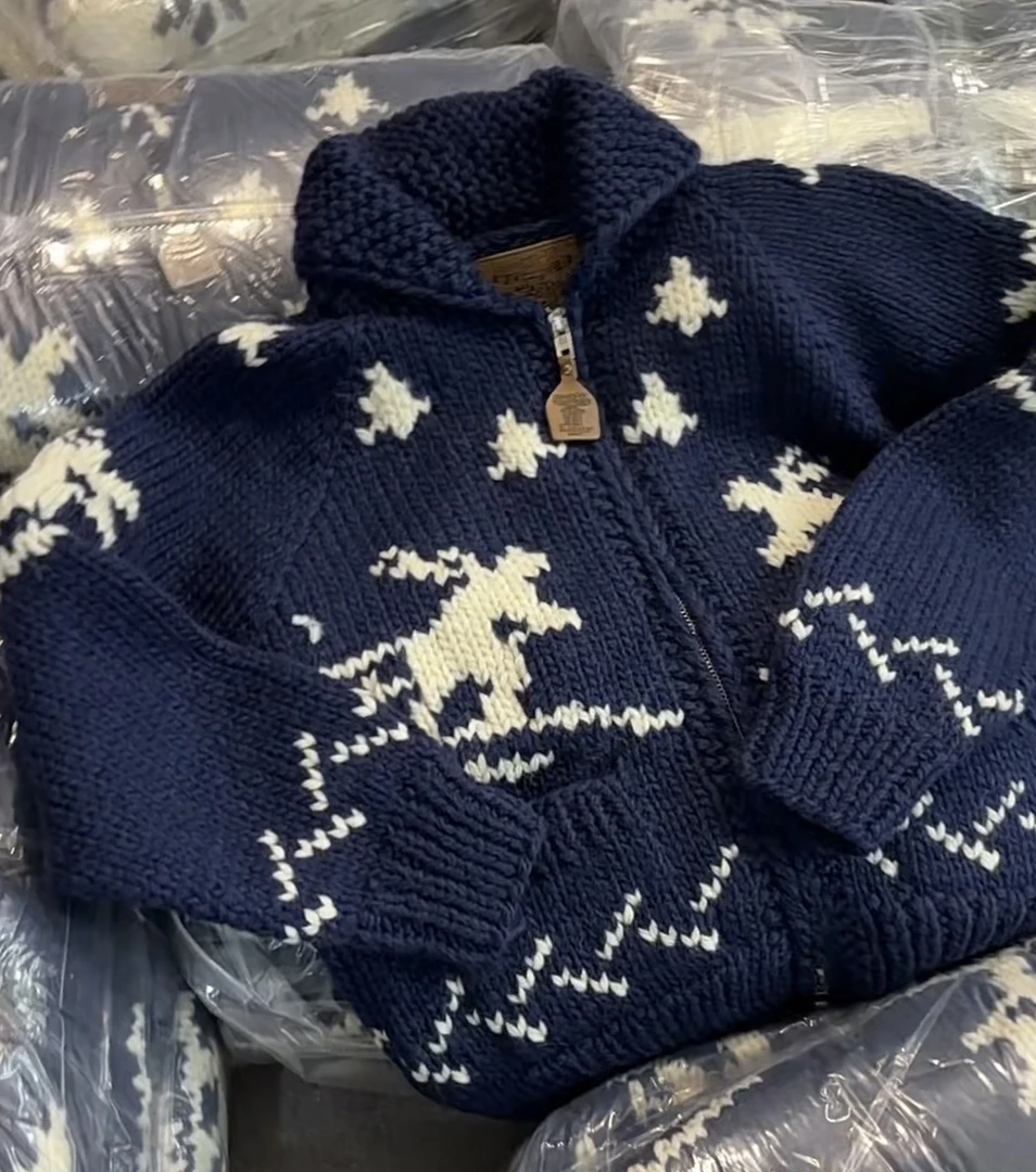 Danniel自制 70羊毛新春浮力版 深蓝滑雪手工毛衣外套 kanta*n