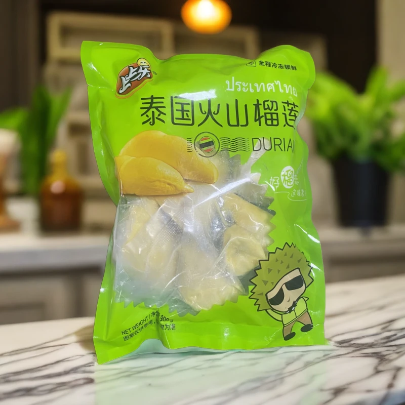 上上乐泰国金枕头冷冻榴莲肉900g 树熟速冻独立包装带核榴莲肉