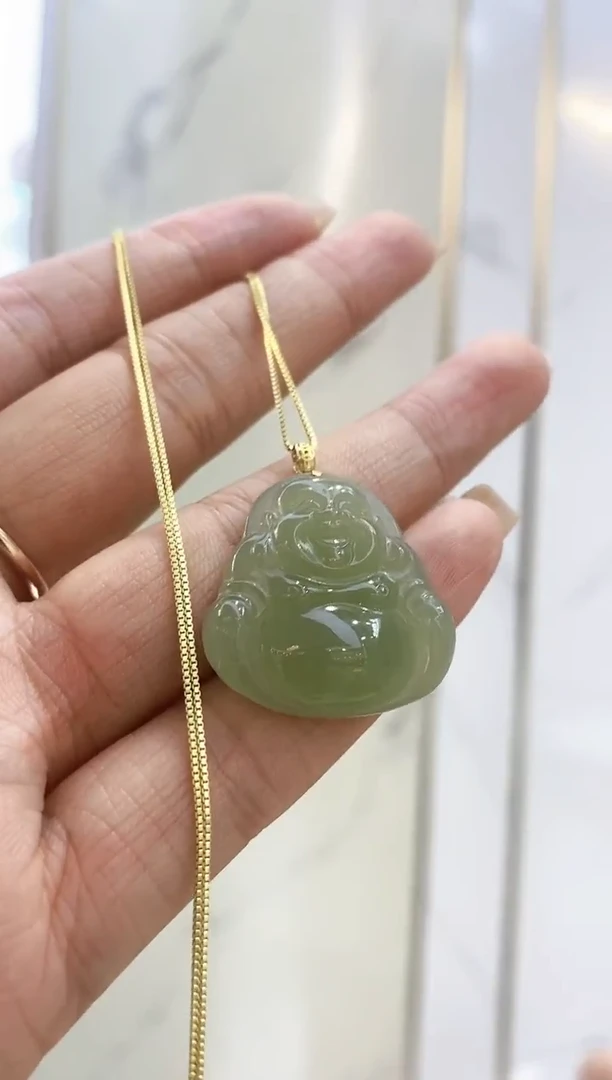 【闪购商品】和田玉吊坠(赠链)18K金镶嵌22