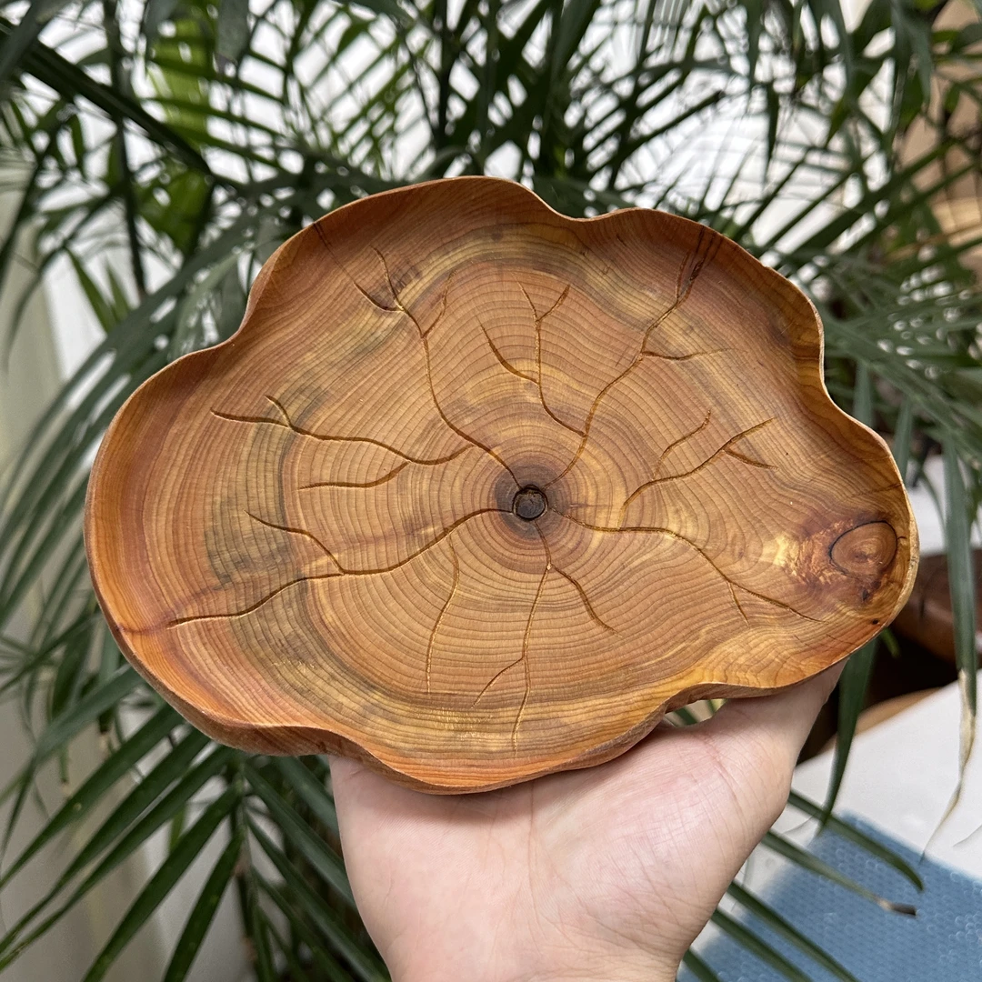 森活林（崖柏莲花盘）创意实木果盘装饰盘
