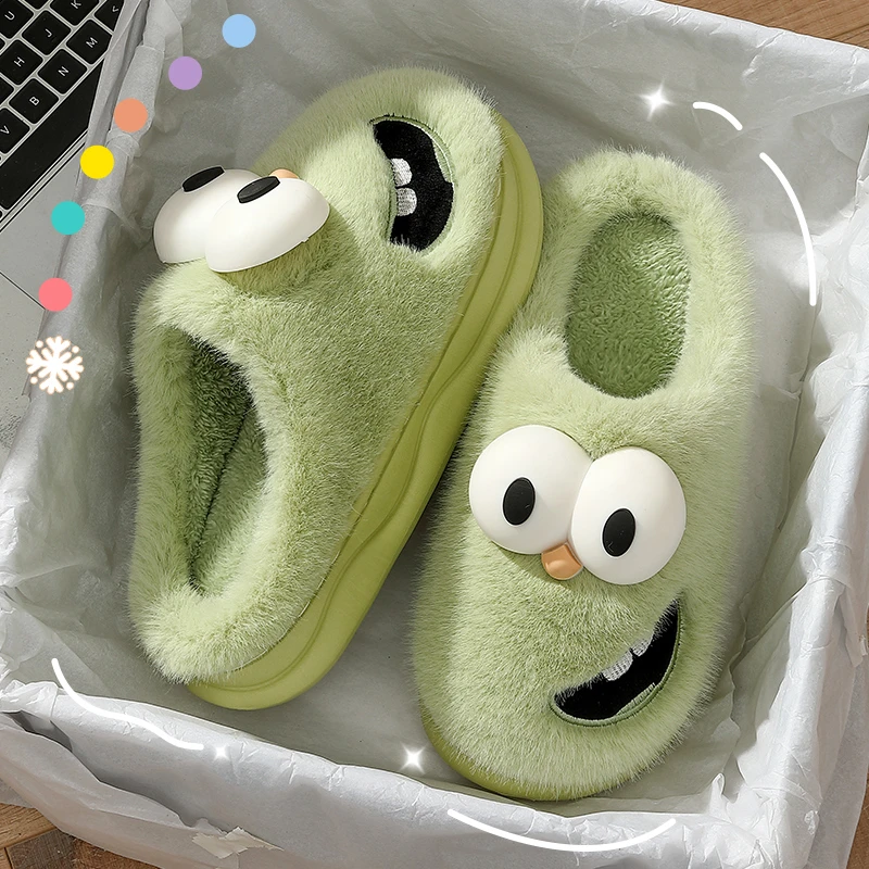 日本棉拖鞋女士冬季2023新款室内家居防滑保暖厚底可爱情侣毛毛拖