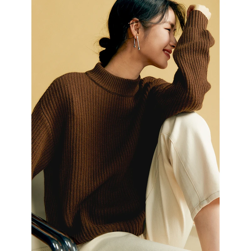 初棉雅丹风！鱼鳞针条厚实毛衣高领圆领 毛衣冬季 346605002