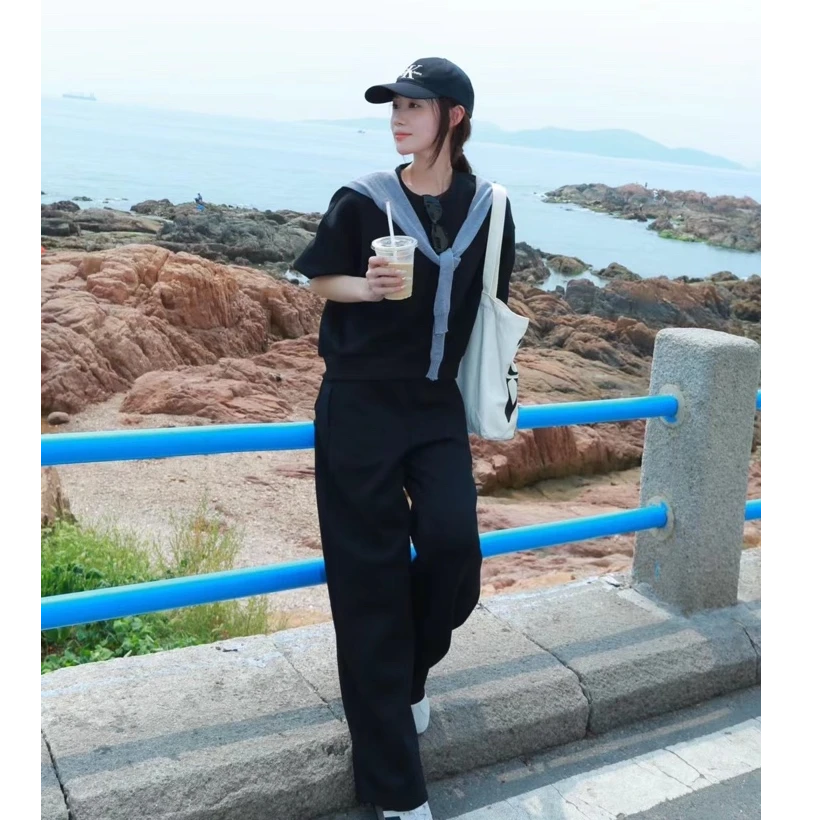 初棉自留【Athflow风】极简空气层秋季卫衣套装356608002