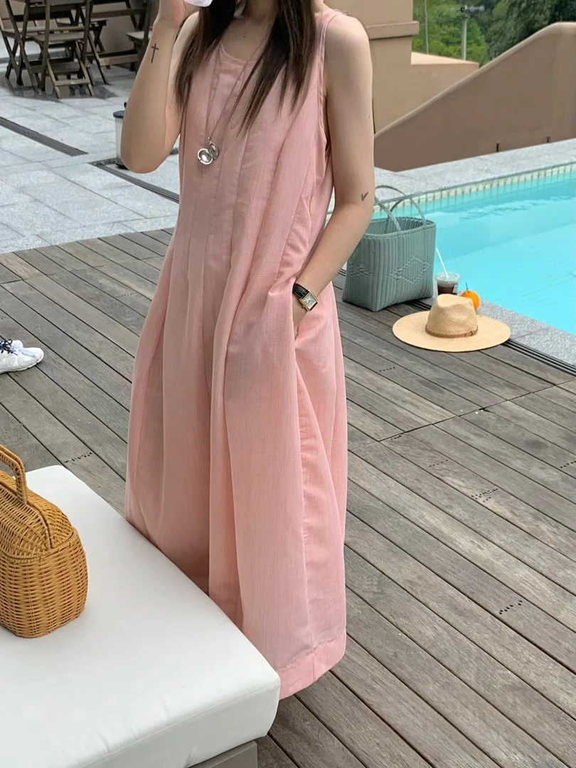 三文鱼肌理感连衣裙