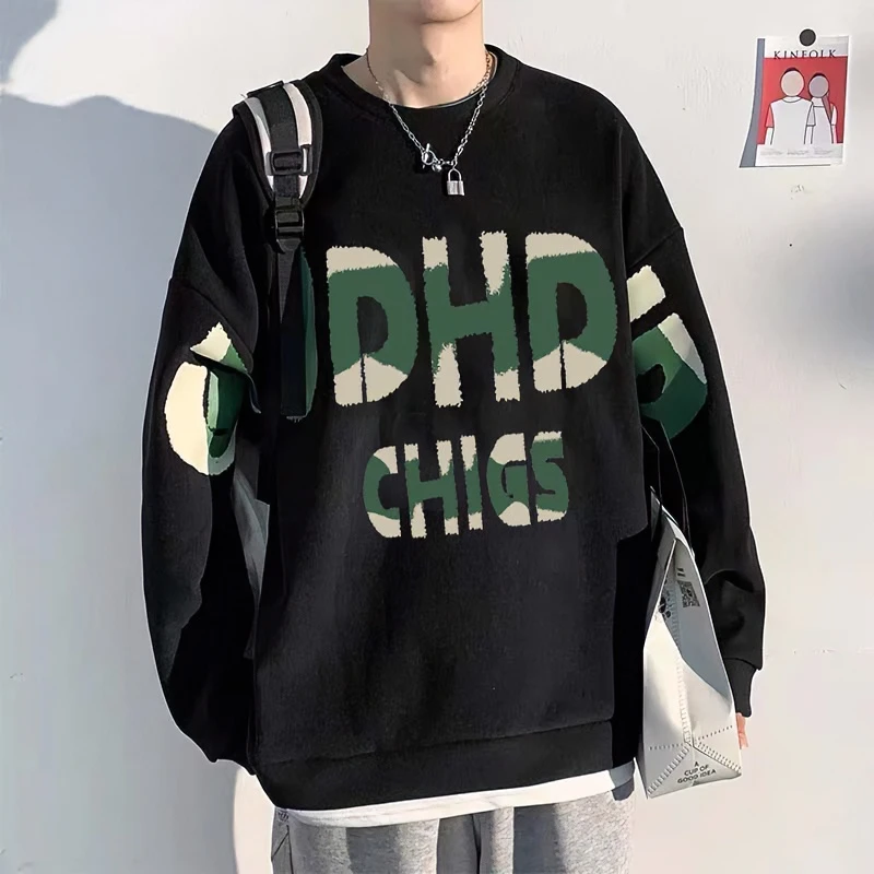 卫衣男春秋季潮牌套头韩版ins港风迷彩印花学生百搭宽松长袖衣服