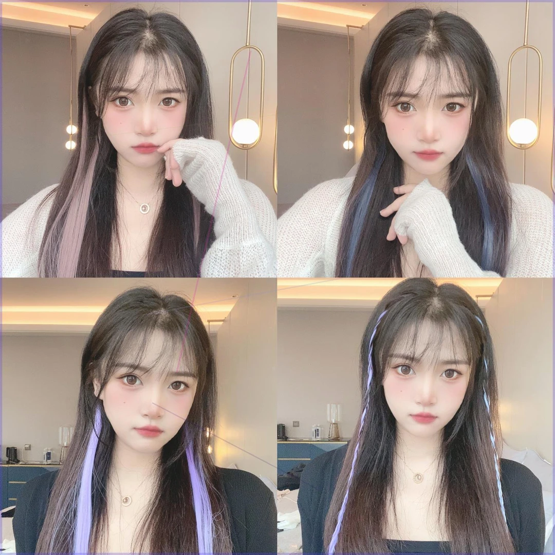 9.9Ｍ/4片装彩色发片挂耳染假发片无痕自然一片式地发接发条显白