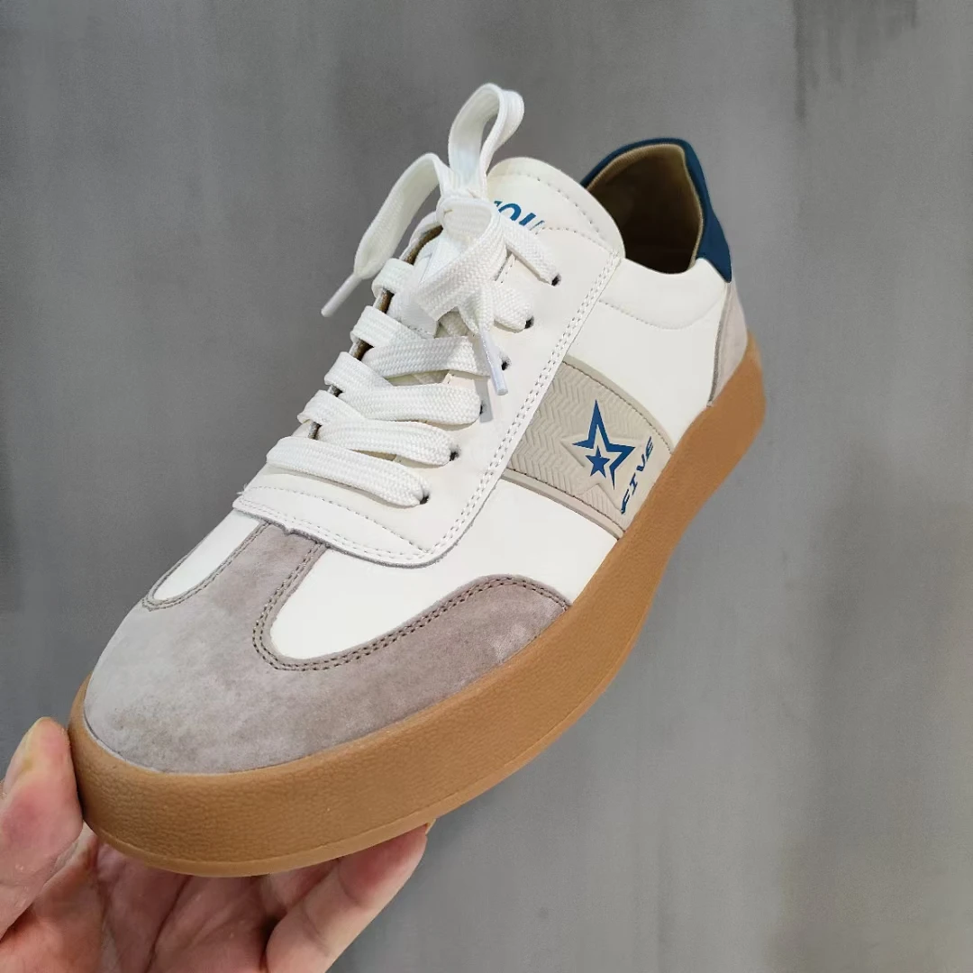 男鞋炸福利！115牛皮拼接年轻款德训休闲板鞋66058