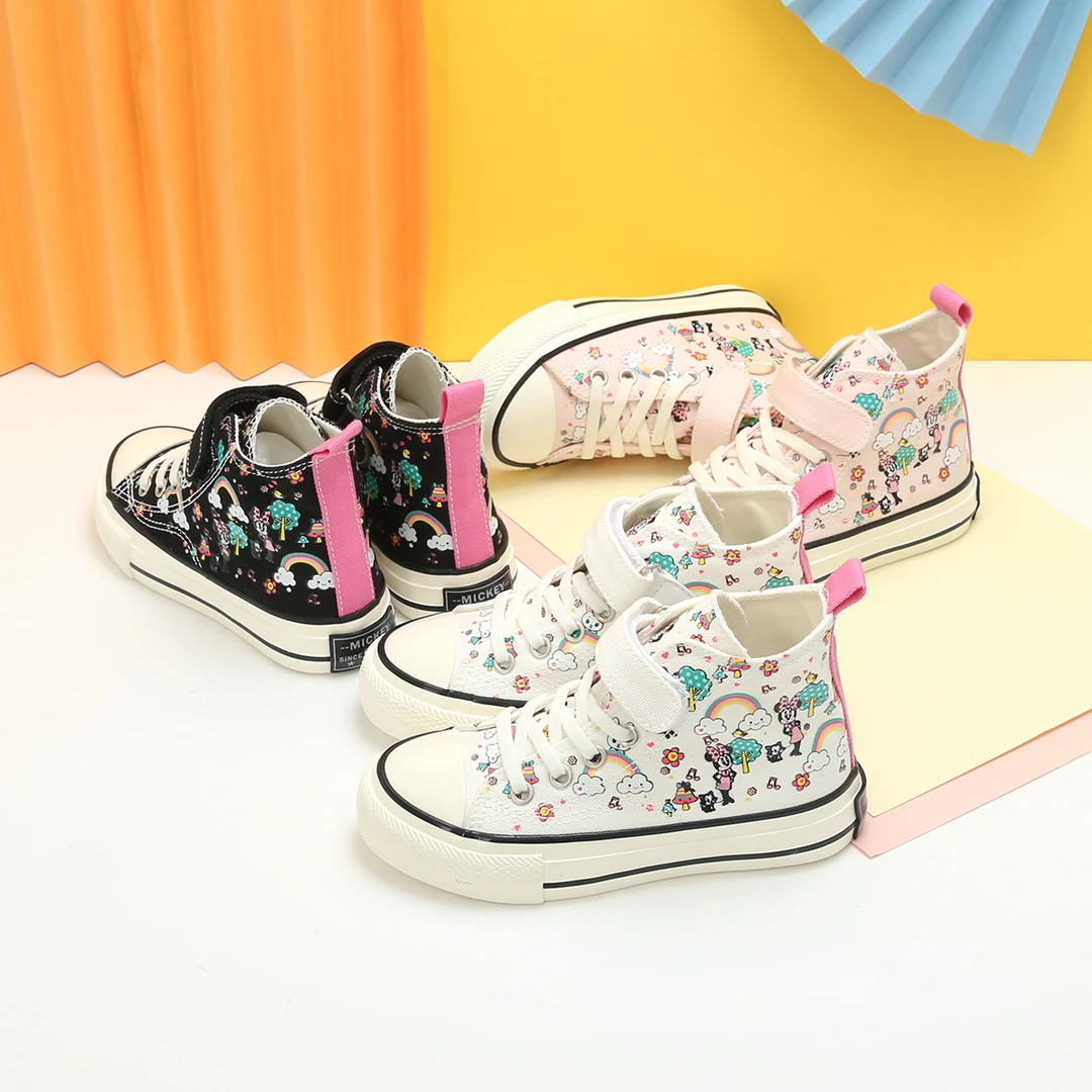 Disney/迪士尼童鞋2024年新款板鞋高帮帆布鞋透气新潮中大童休闲
