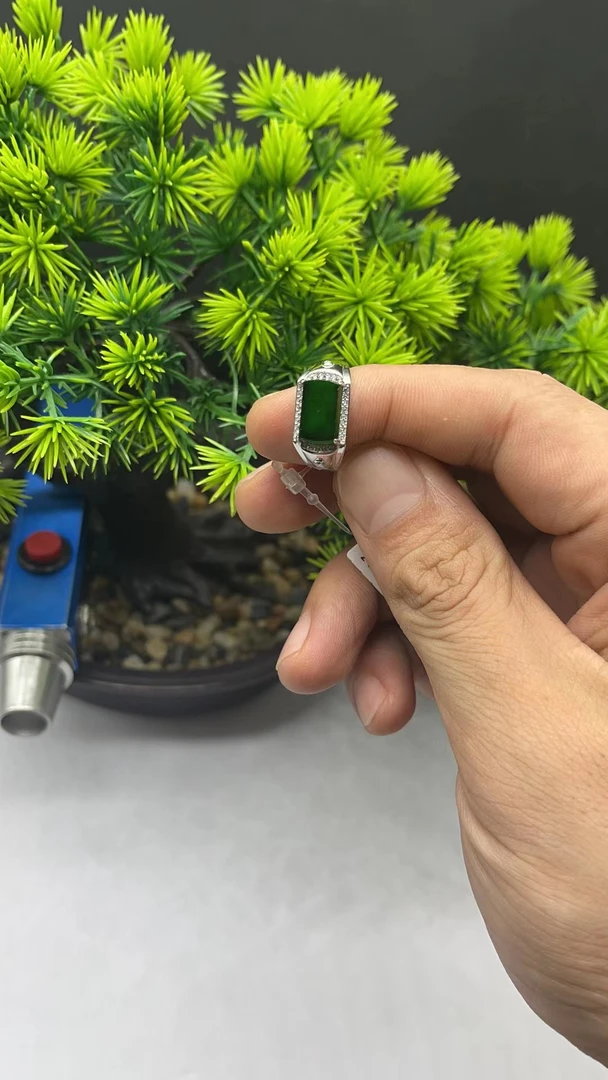 天然翡翠马鞍戒满绿戒指男士-01354582-多样性发货