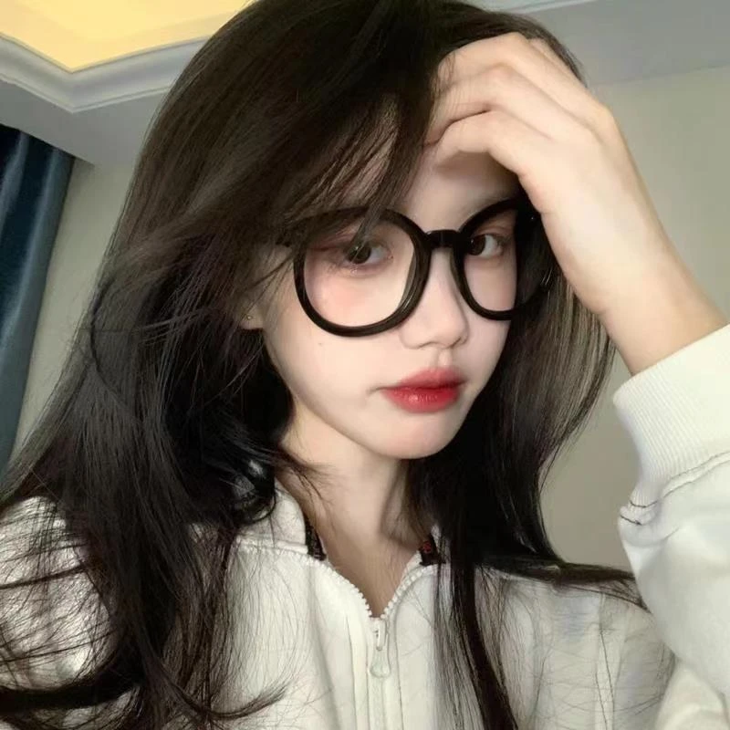 韩国风ins大黑框眼镜素颜简约显瘦显脸小平光少女学生近视眼睛架