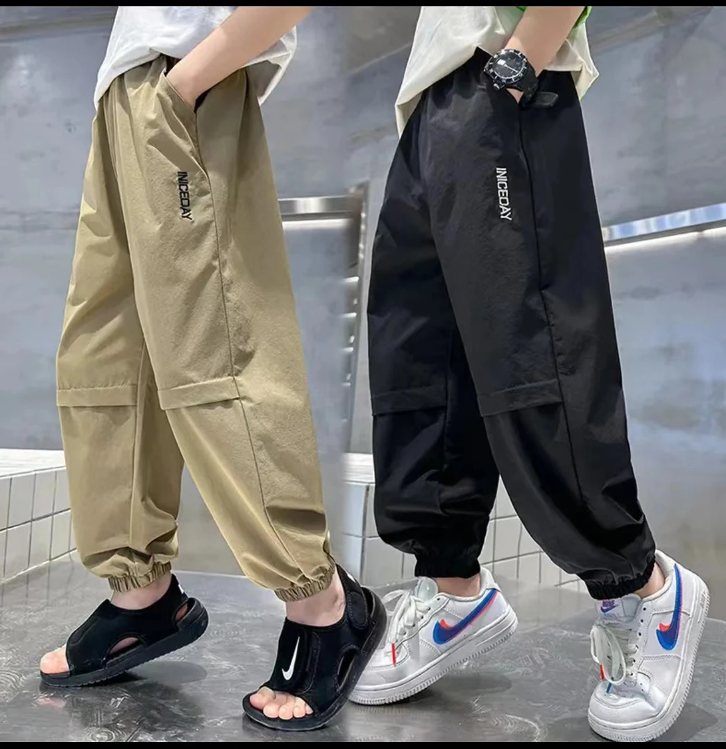 儿童裤子潮范儿休闲九分度假中大童男童裤夏款夏季宽松防蚊裤男孩